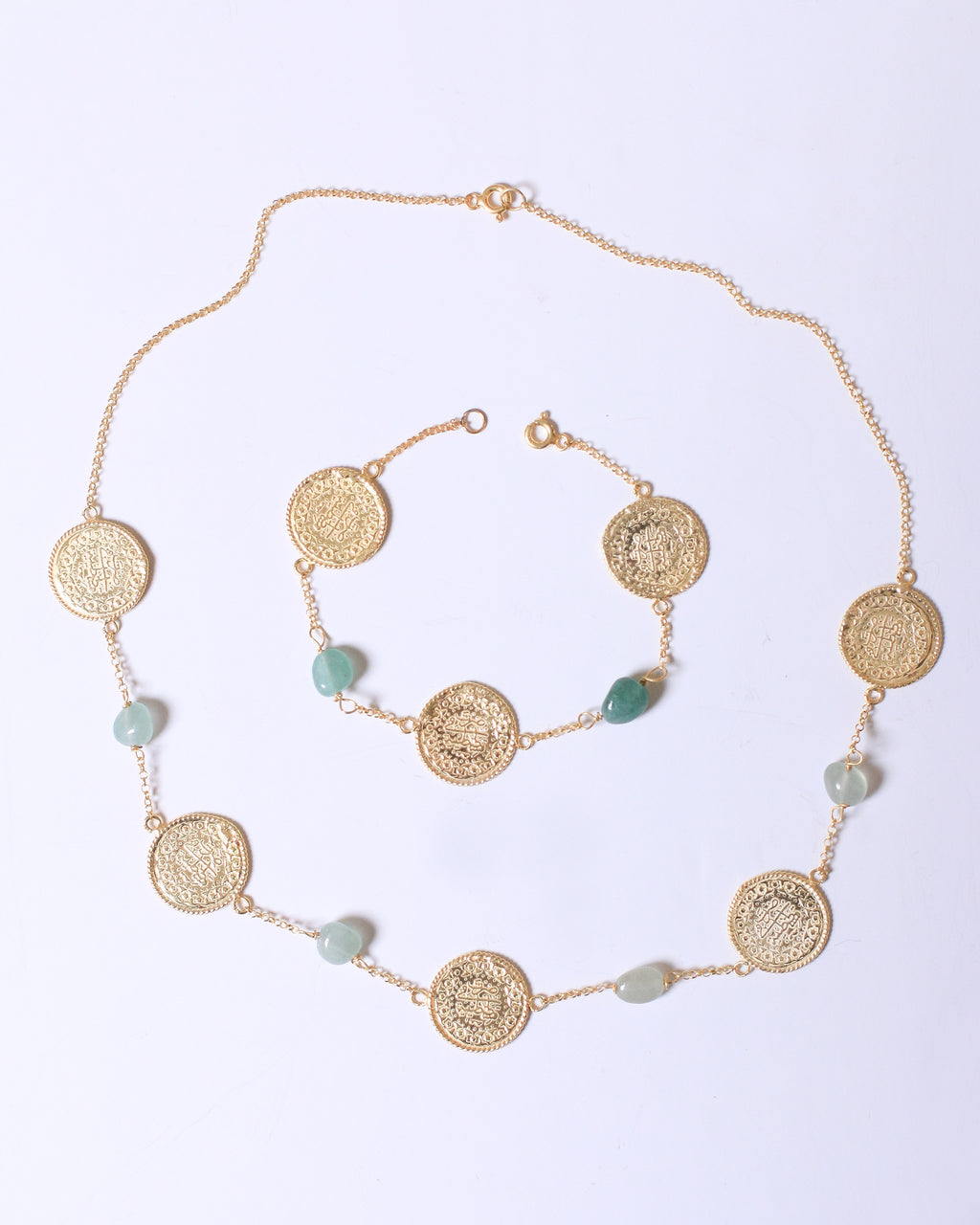 5 Lira Necklace (Green Gems)