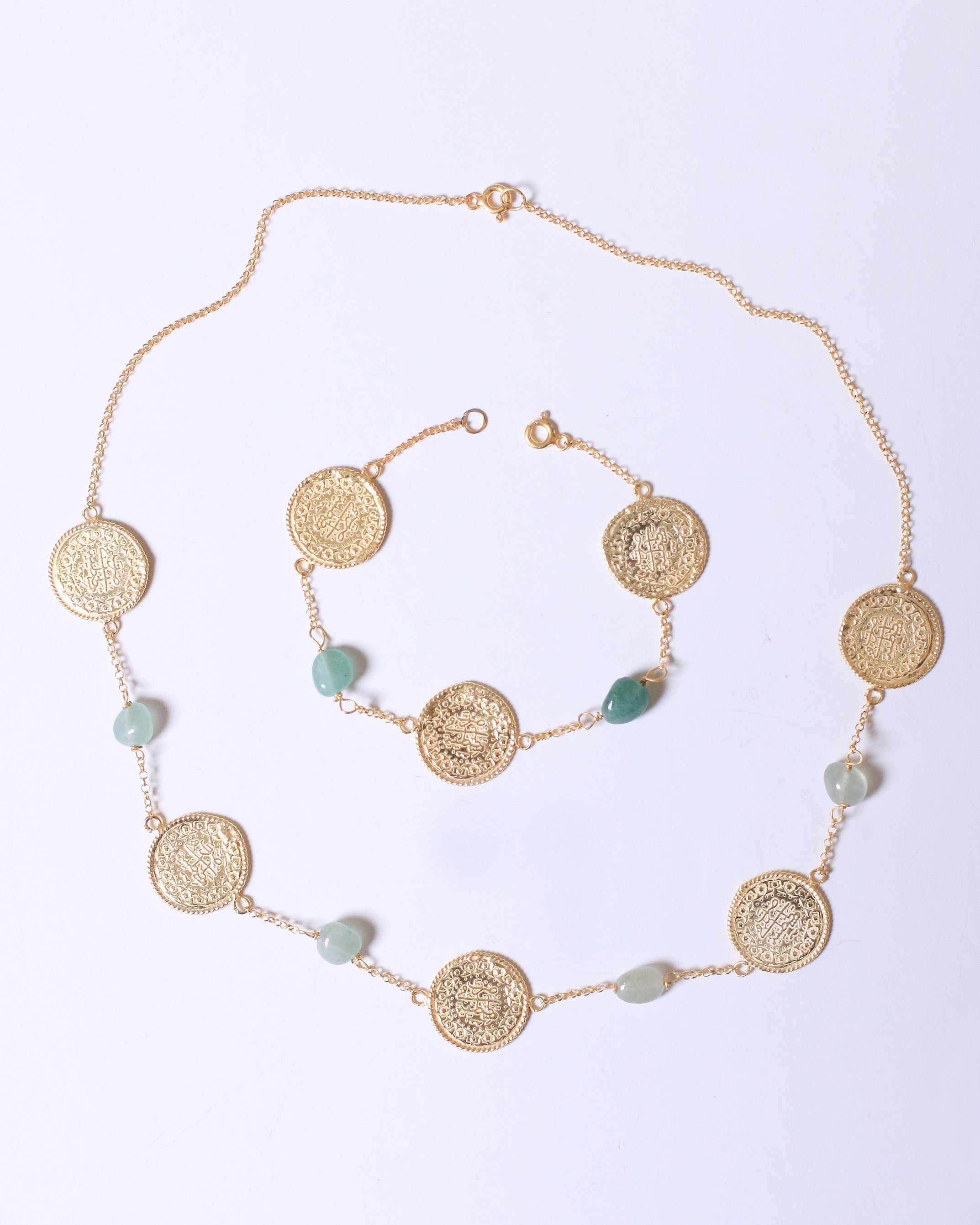 5 Lira Necklace (Green Gems)