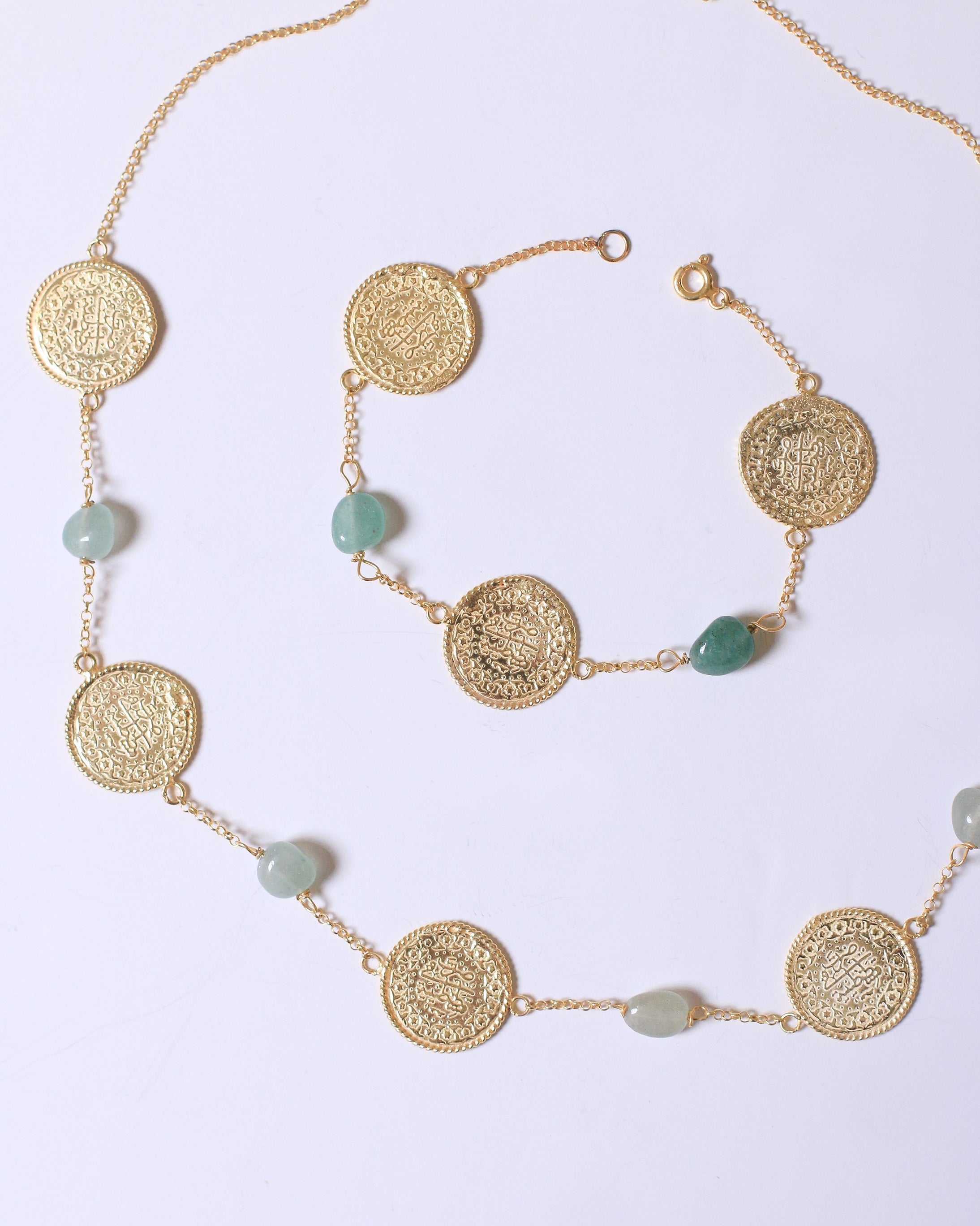 5 Lira Necklace (Green Gems)