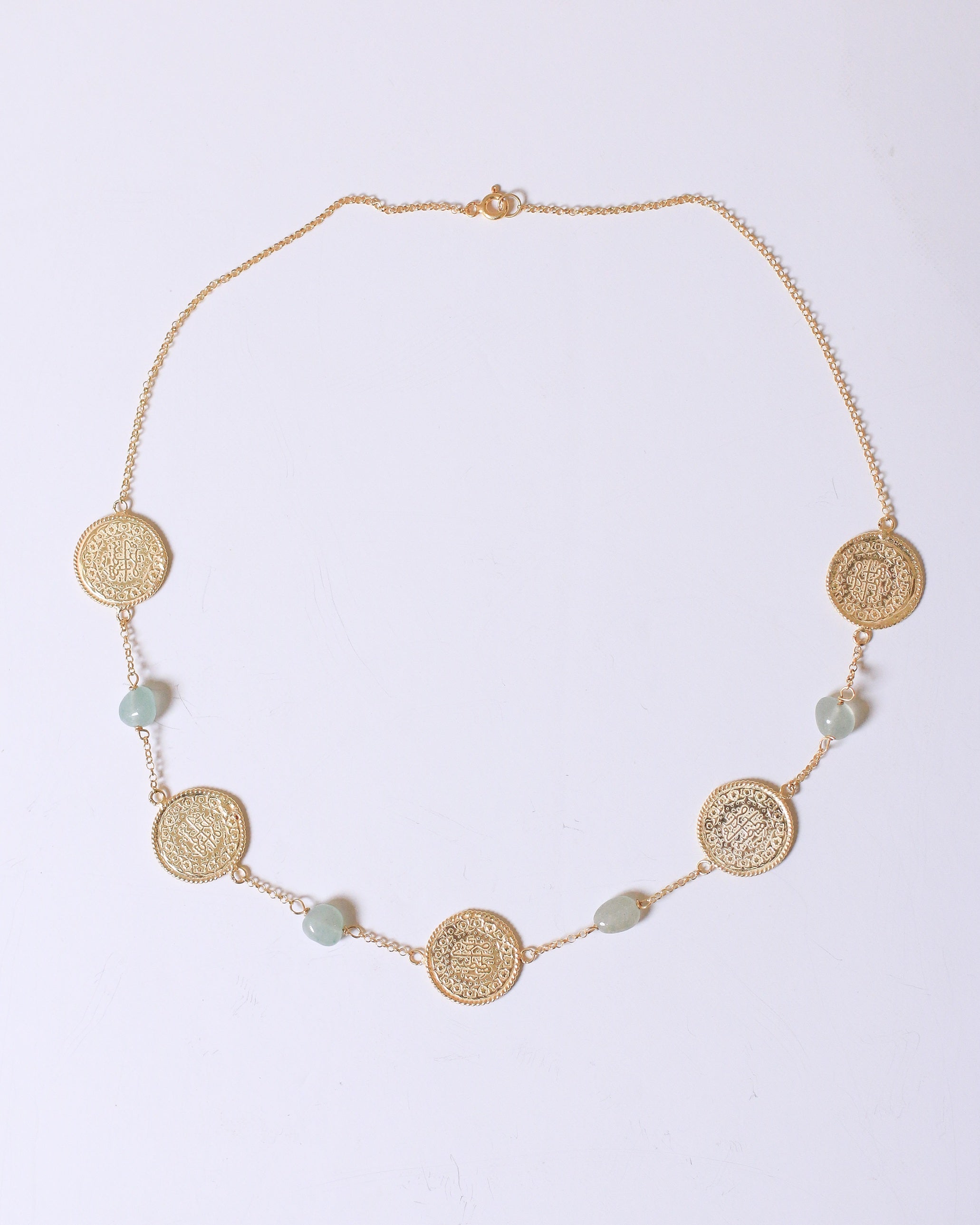 5 Lira Necklace (Green Gems)