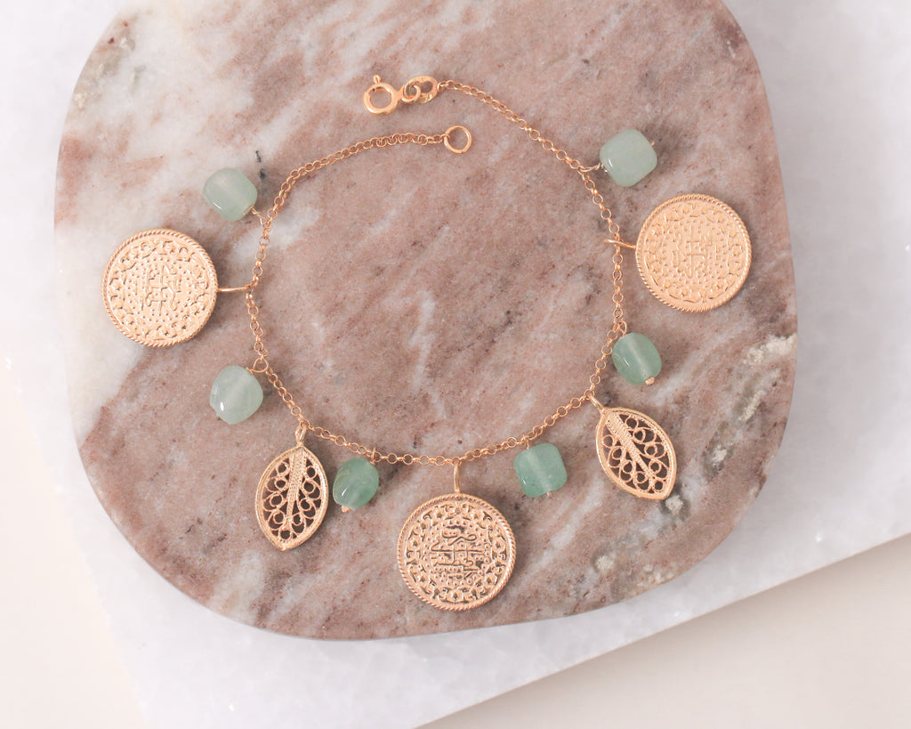 Ottoman 3 Lira & Filigree Bracelet (Aventurine)