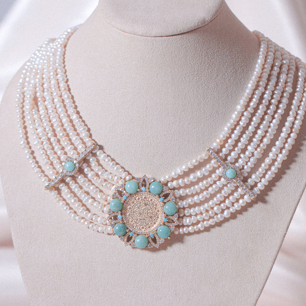 Lira & Amazonite Pearl Necklace