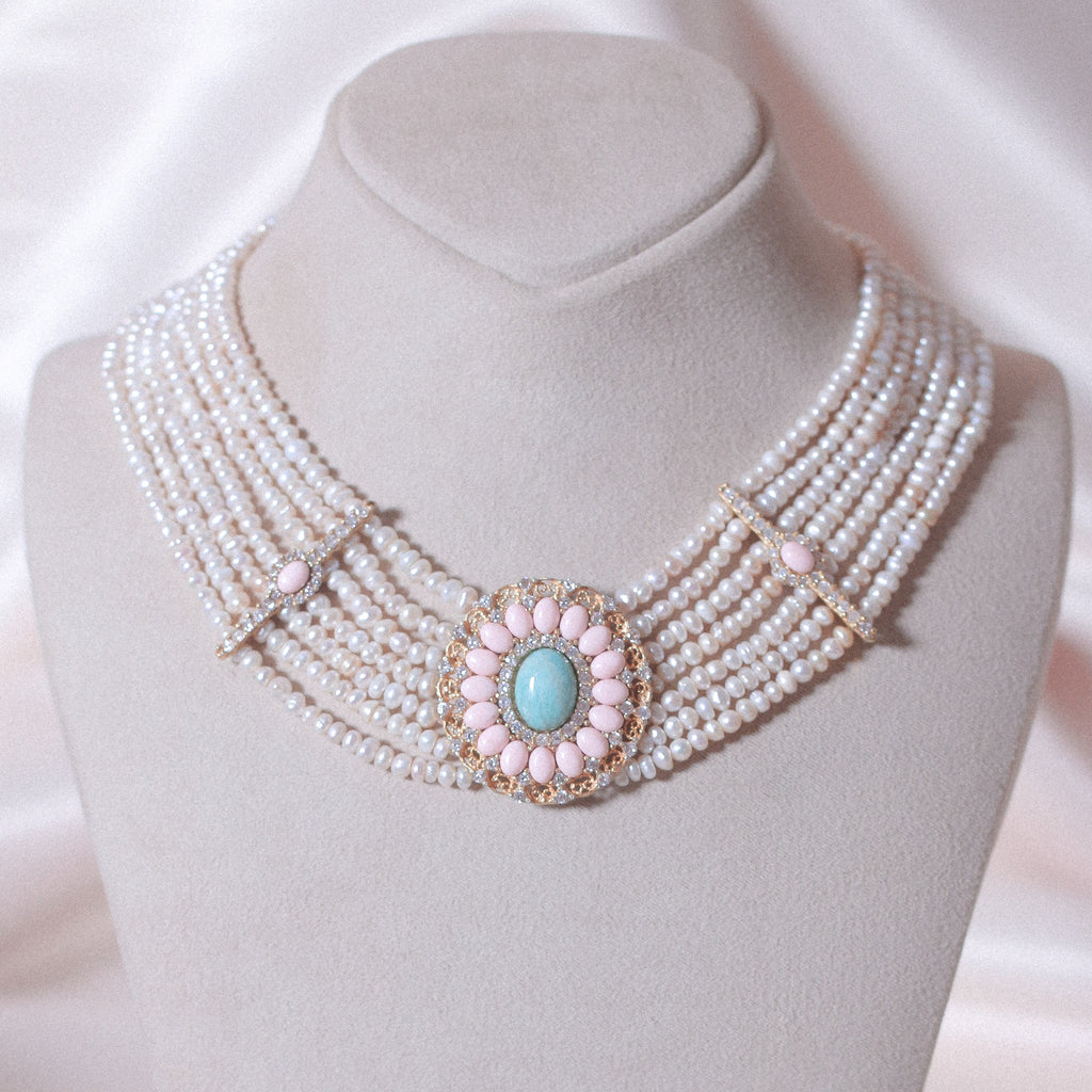 Coral's Halo Pearl Necklace