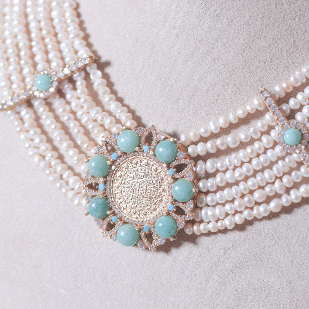 Lira & Amazonite Pearl Necklace