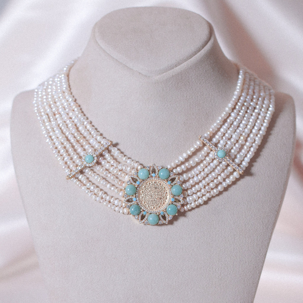Lira & Amazonite Pearl Necklace