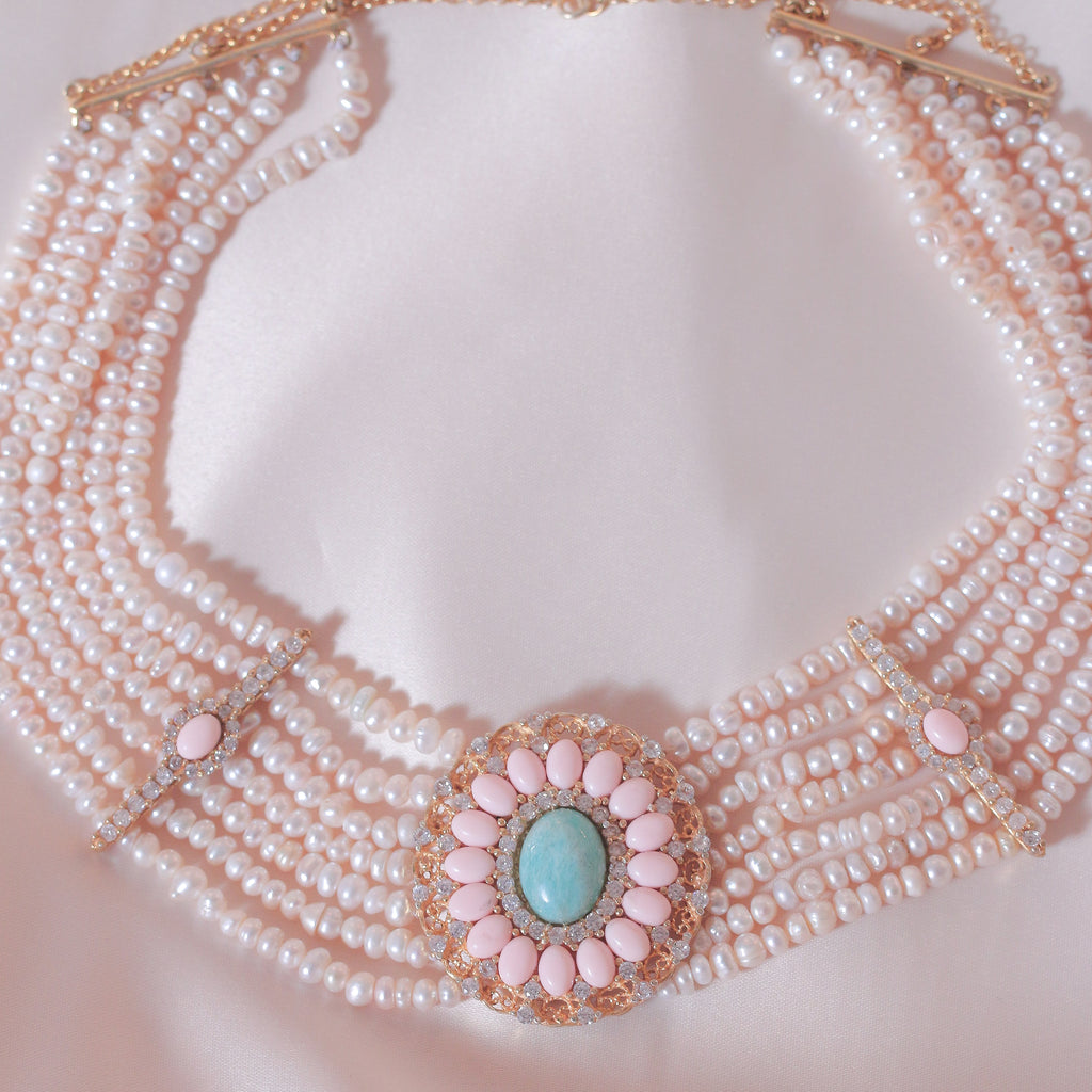 Coral's Halo Pearl Necklace
