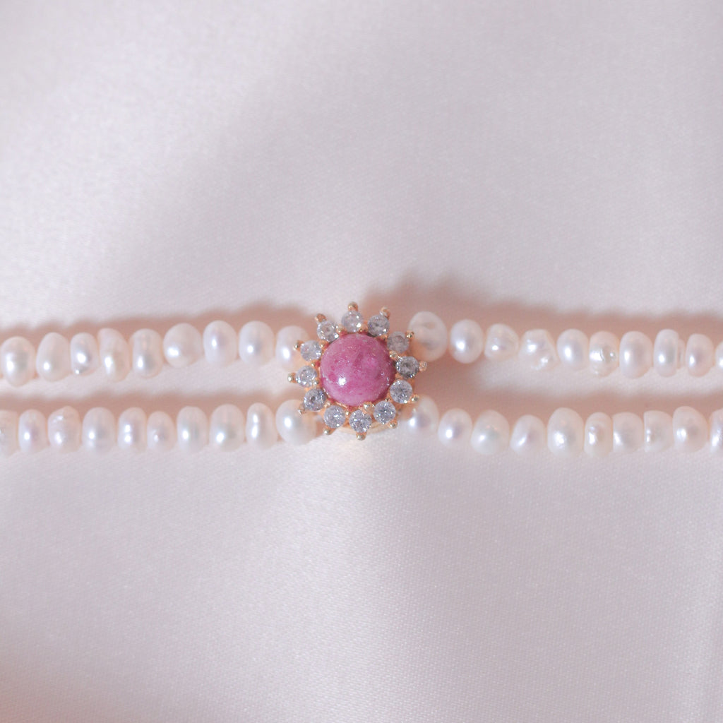 Rhodonite 3 Halos Pearl Full Set