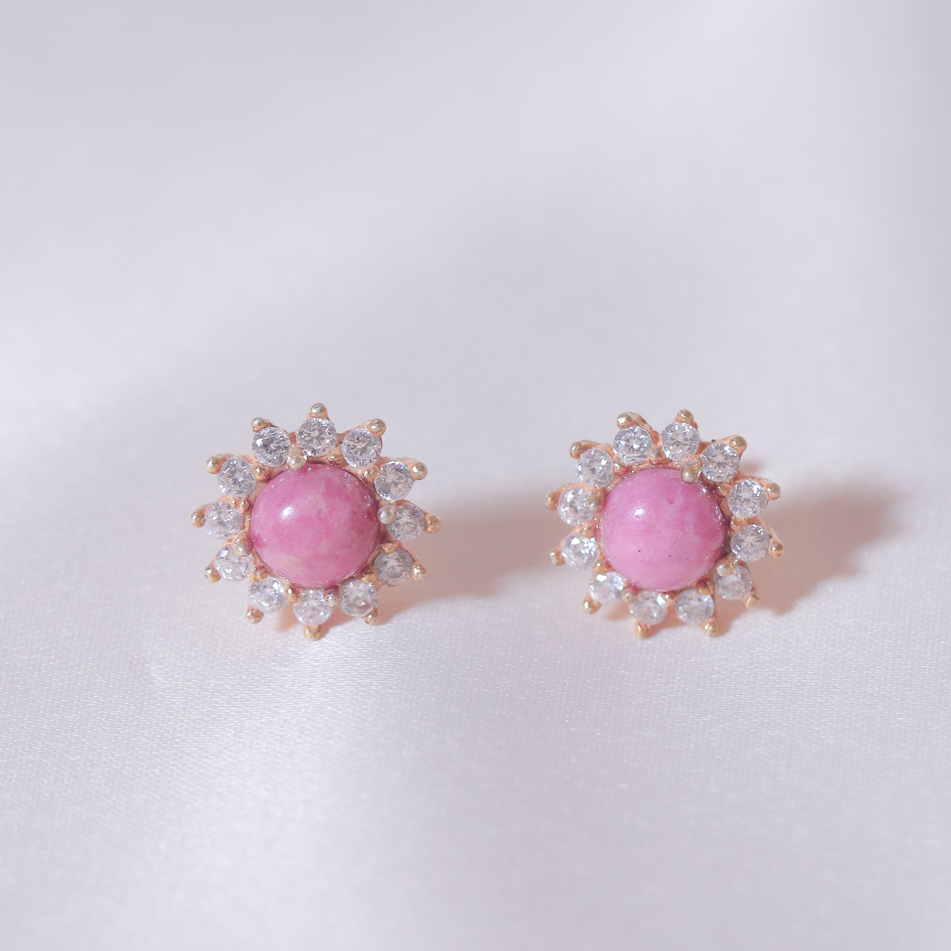 Rhodonite Halo Earrings