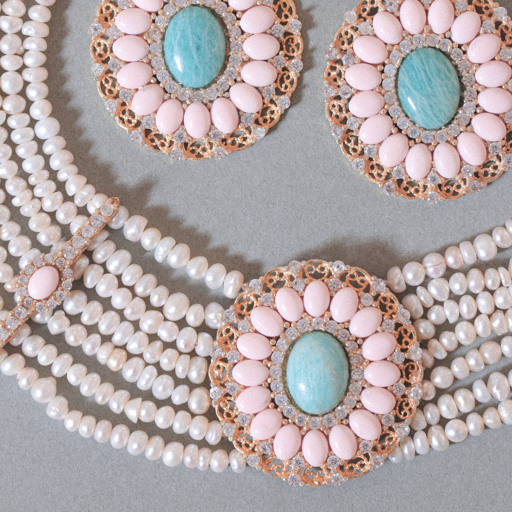 Coral's Halo Pearl Necklace