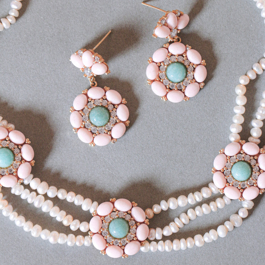 Amazonite & Corals Earrings