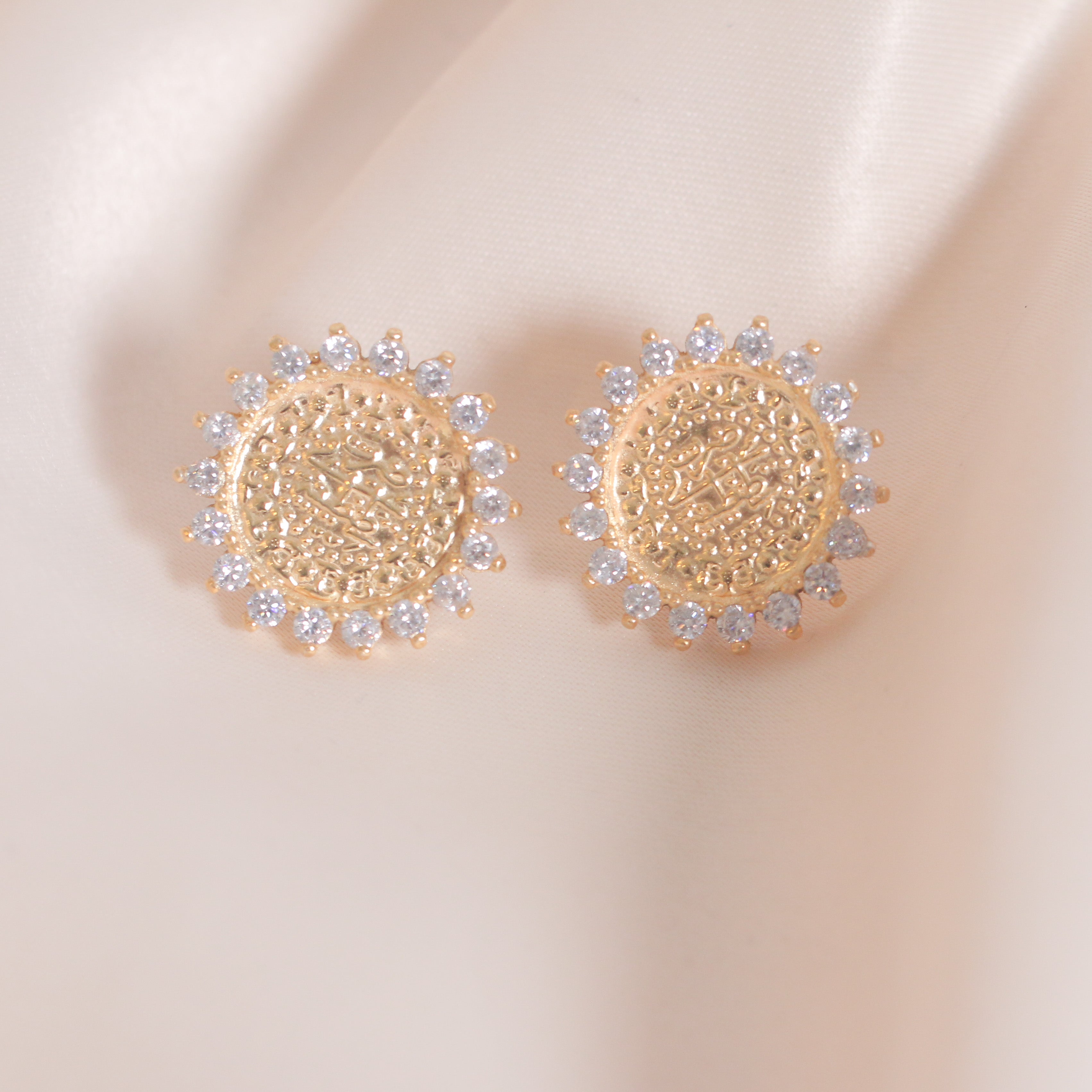 Sun White Zircon Lira Earrings