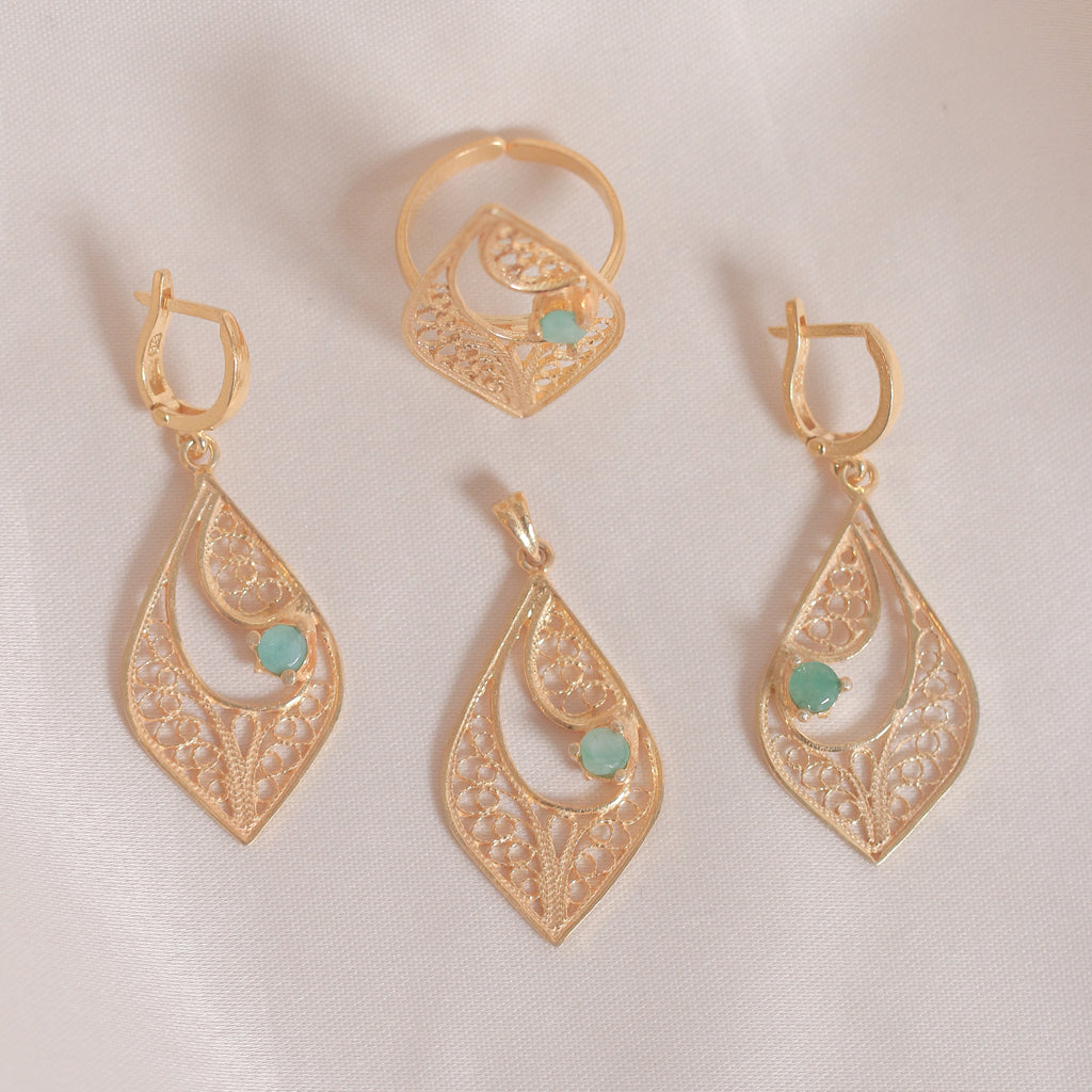 Big Tear Filigree & Emeralds Set