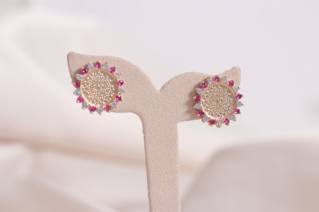 Sun Red Zircon Lira Earrings