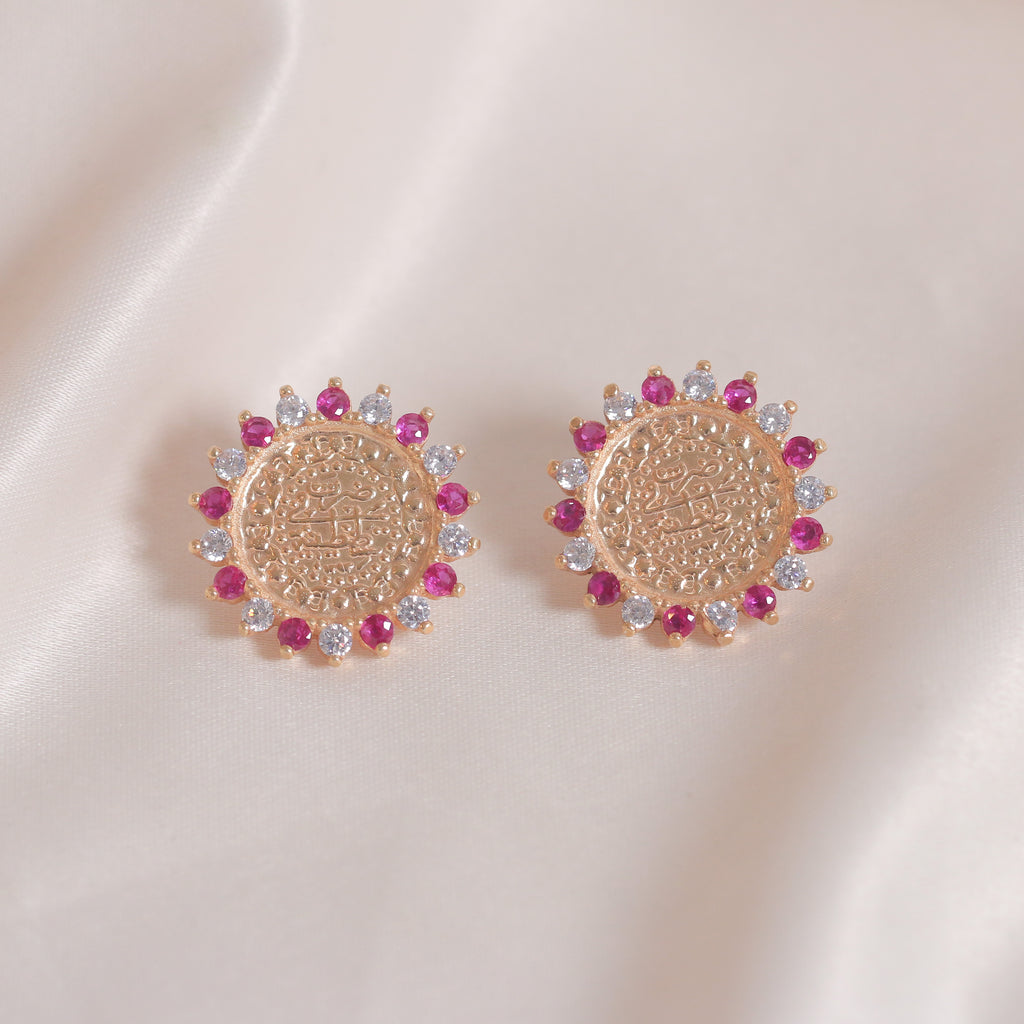 Sun Red Zircon Lira Earrings