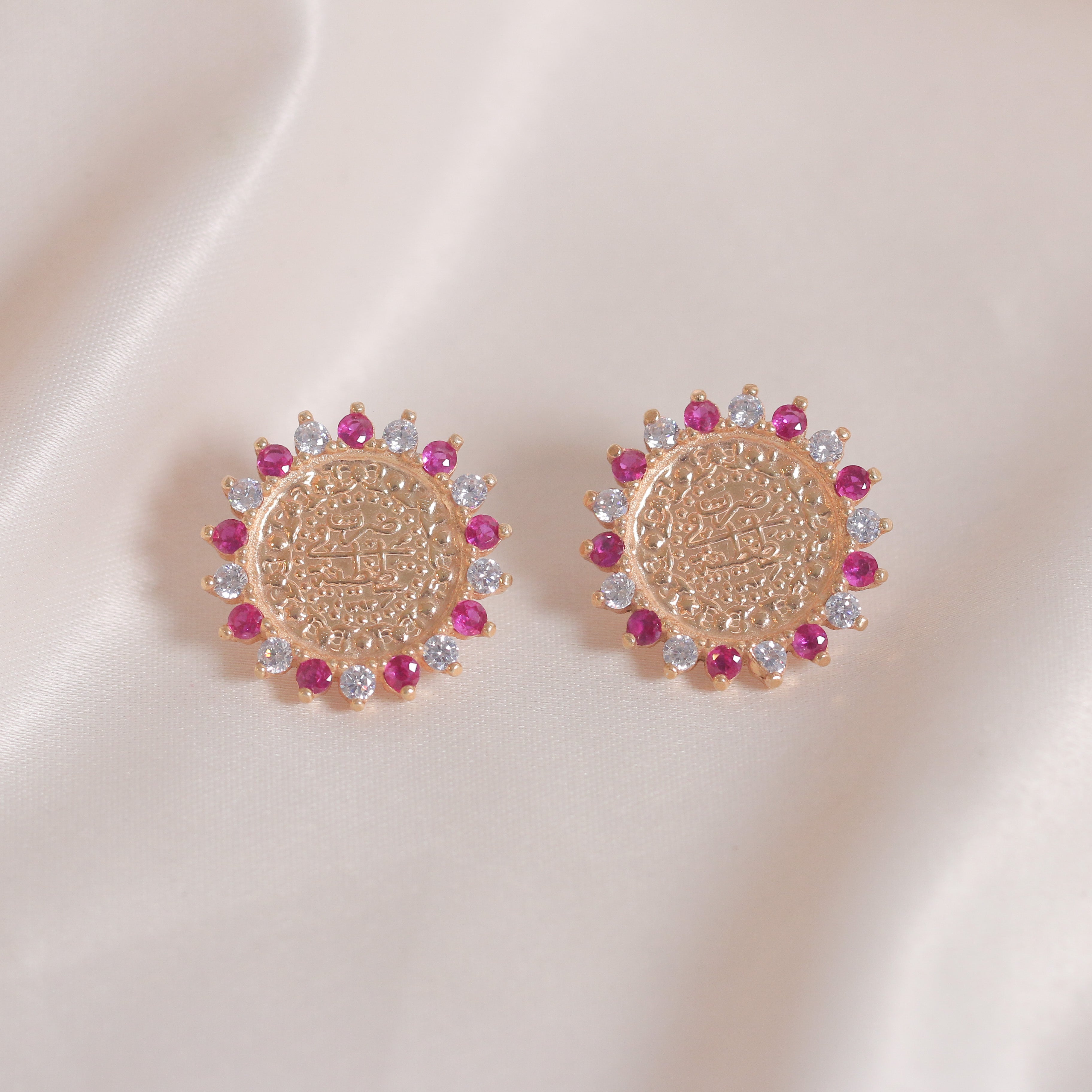 Sun Red Zircon Lira Earrings