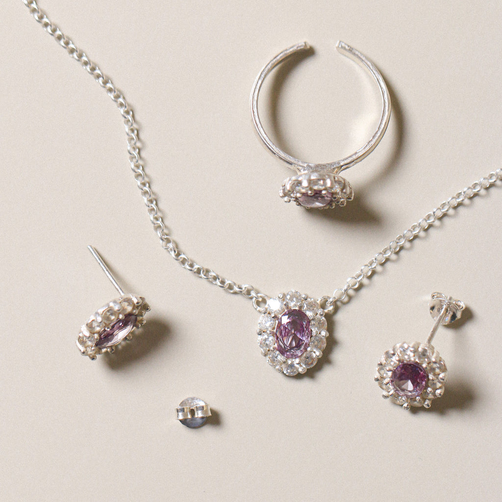 Classic Halo Amethyst Set