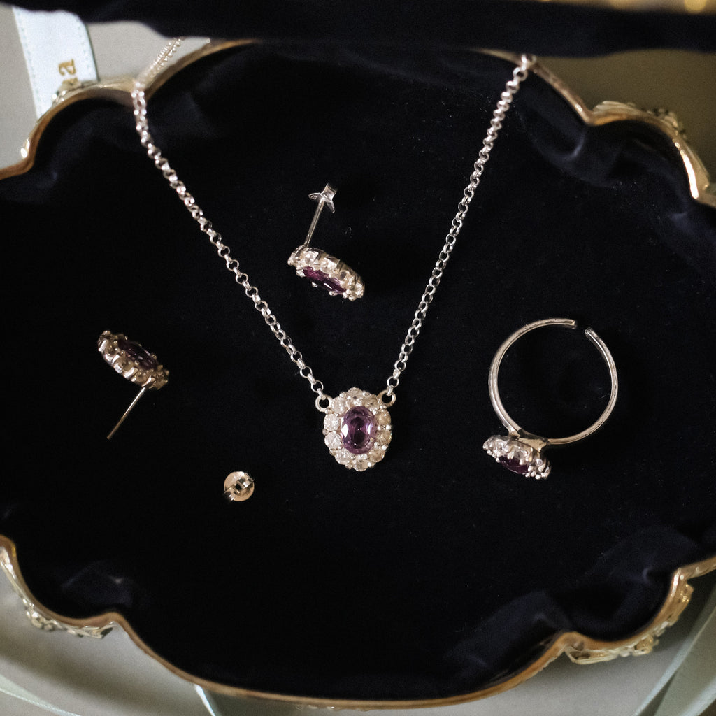 Classic Halo Amethyst Set