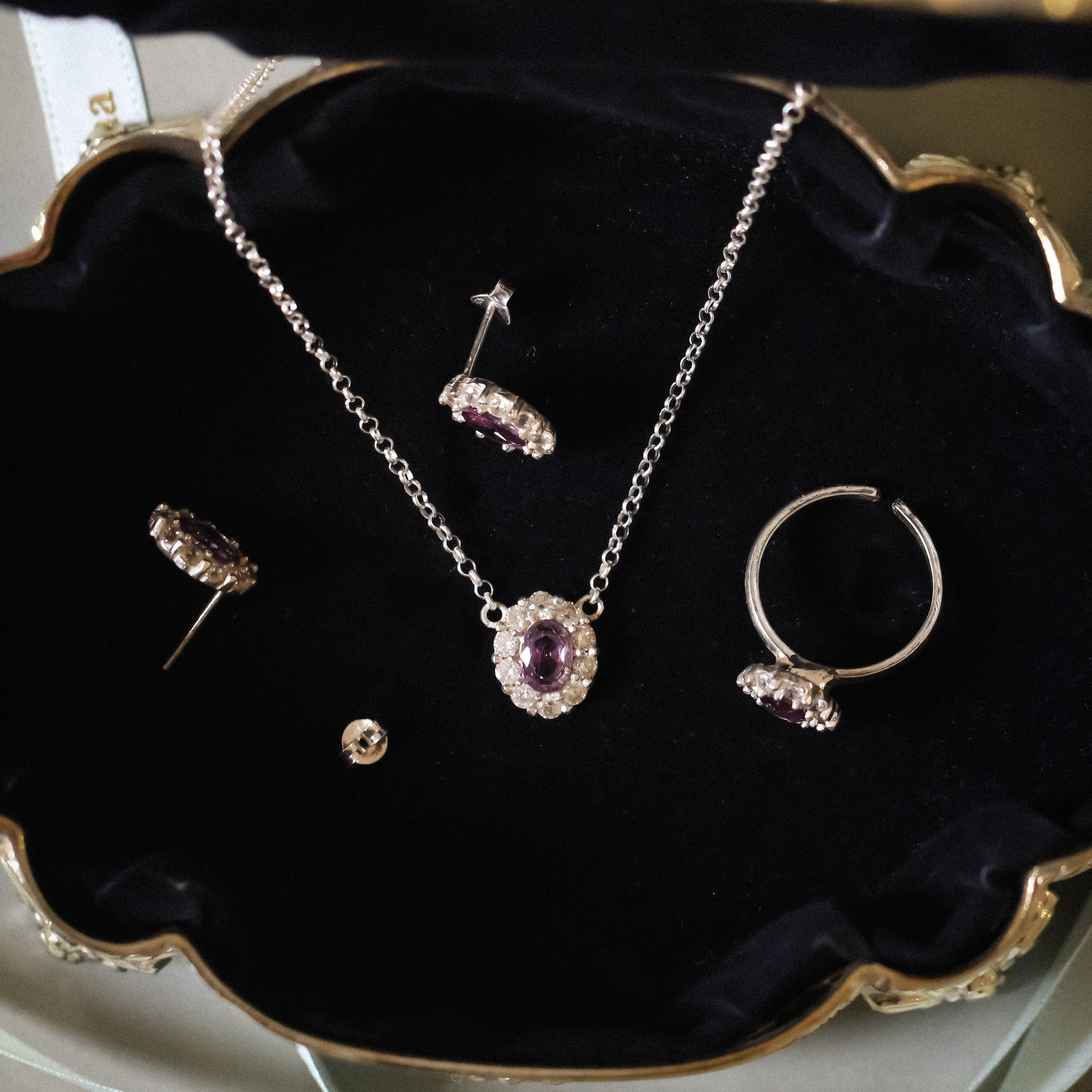 Classic Halo Amethyst Set