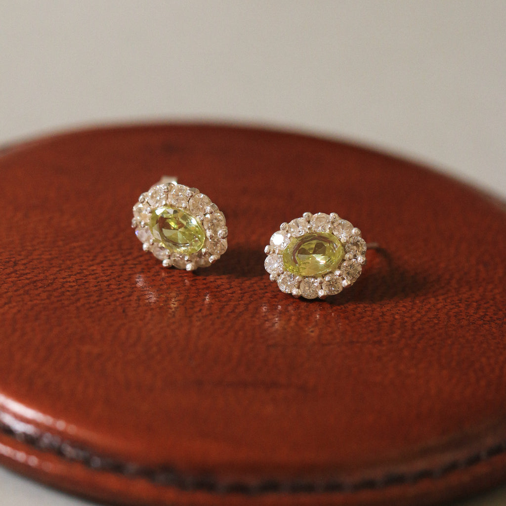 Classic Halo Olive Earrings