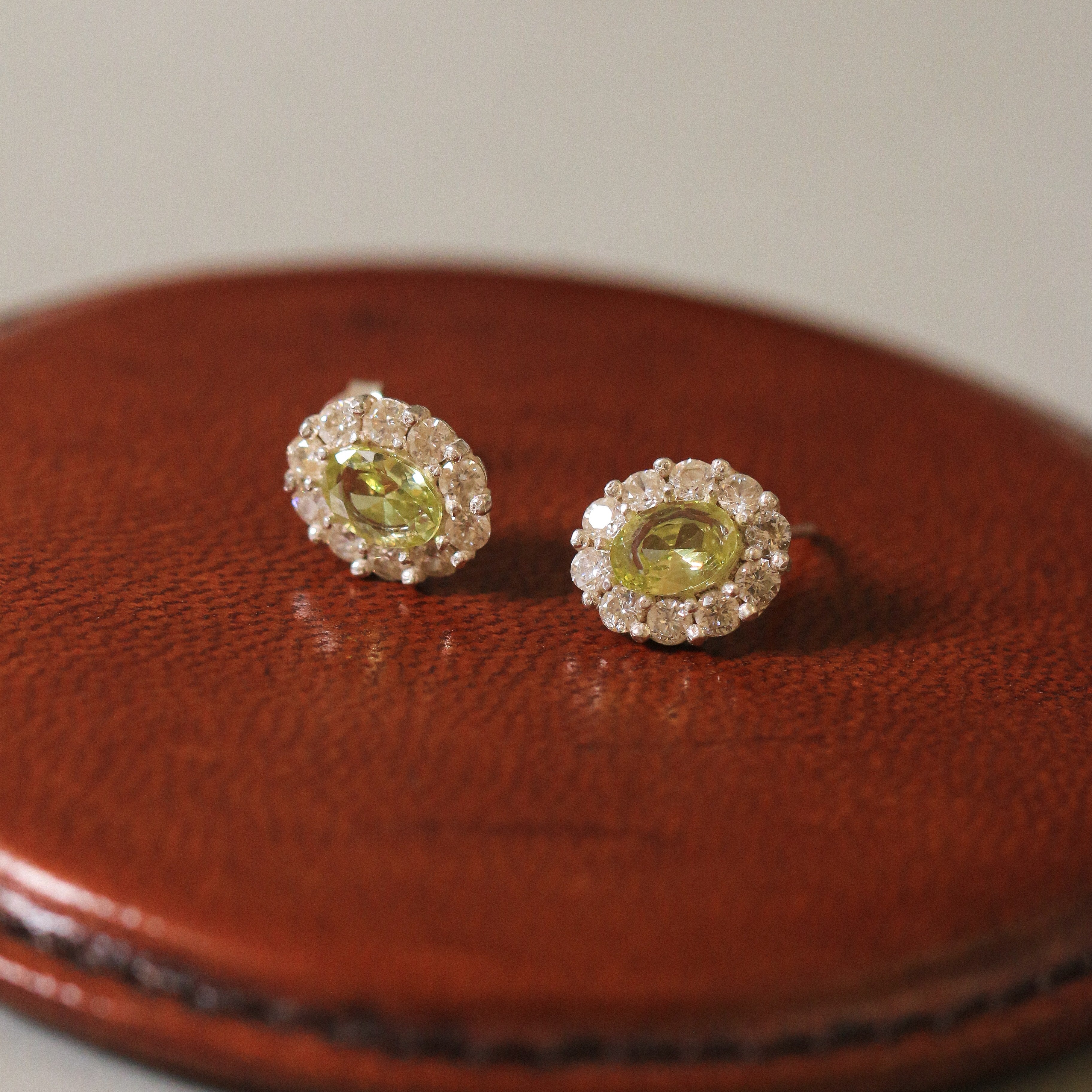 Classic Halo Olive Earrings