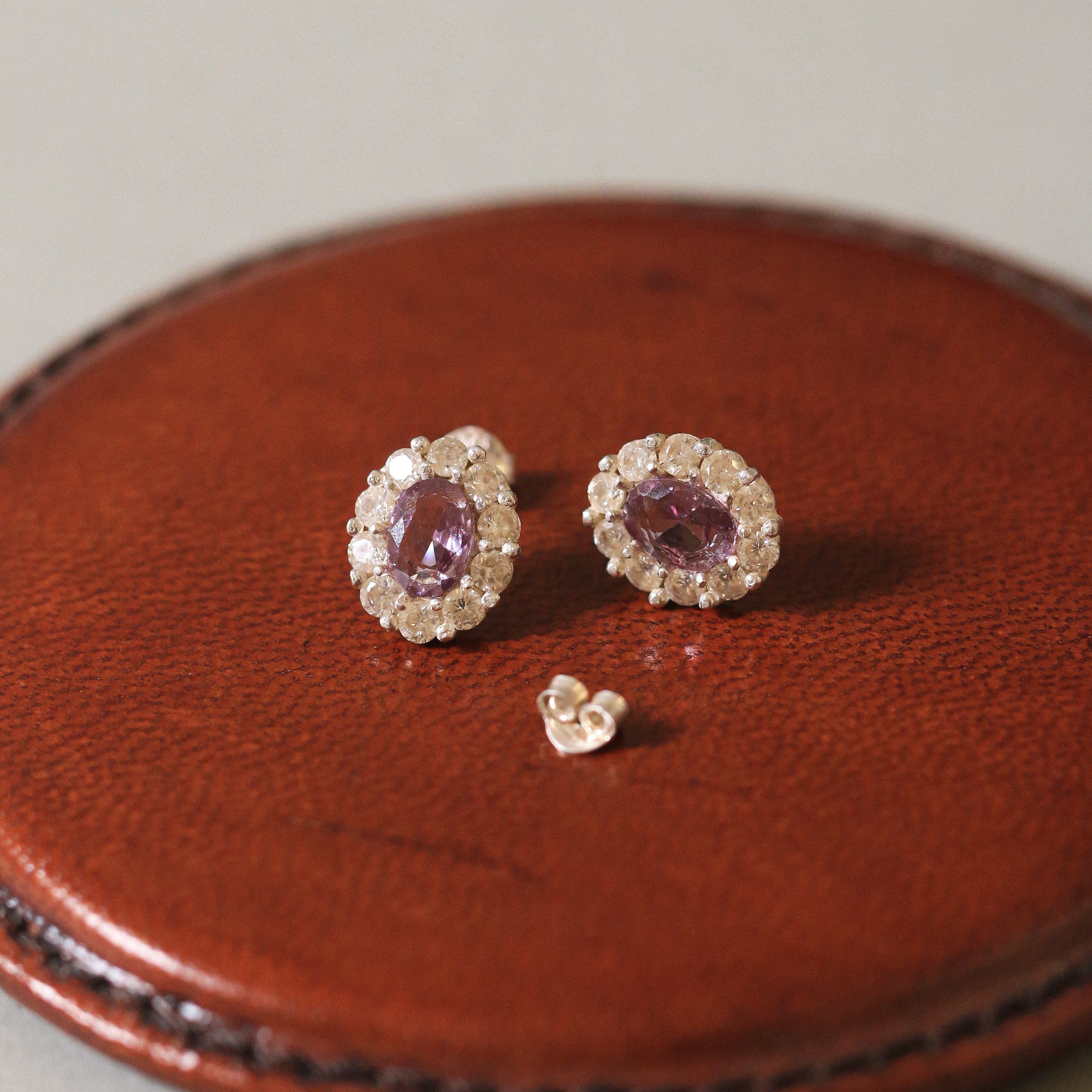 Classic Halo Amethyst Earrings