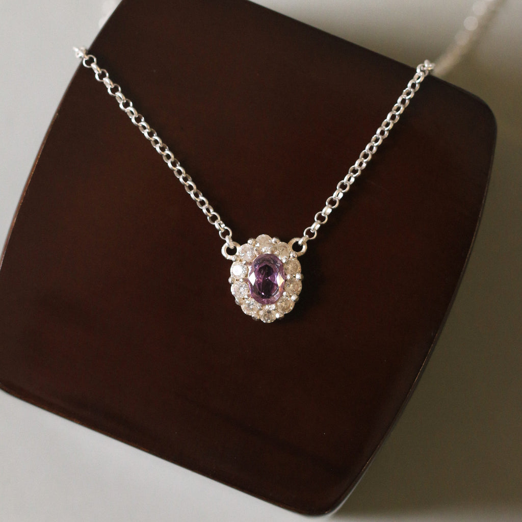 Classic Halo Amethyst Pendant