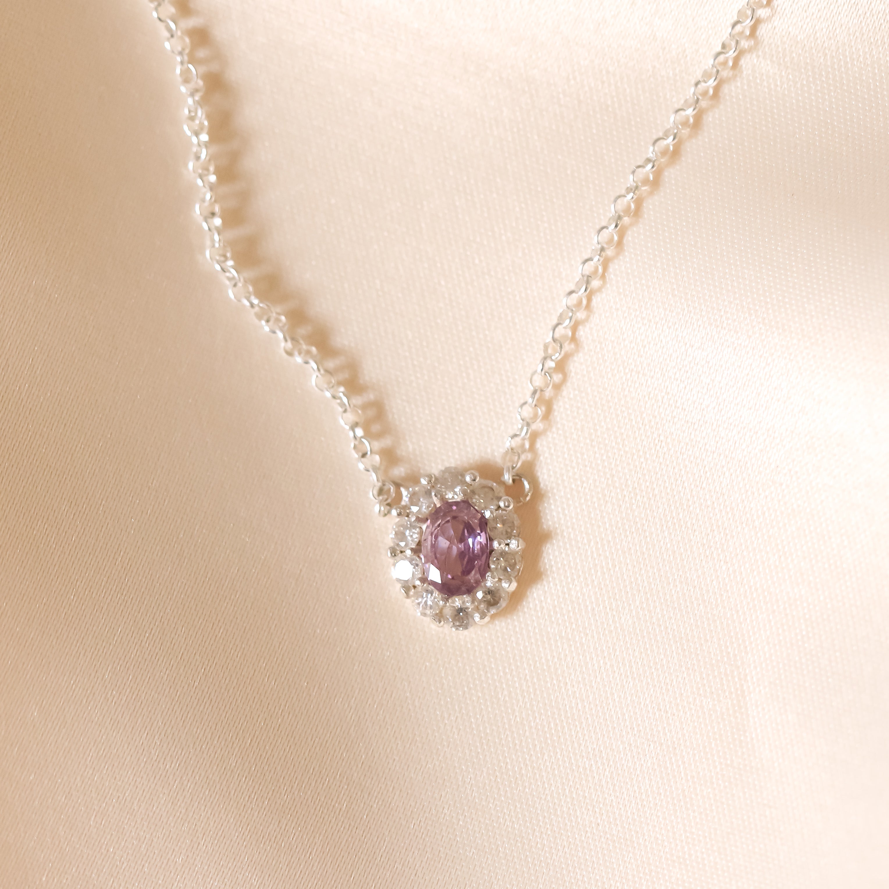 Classic Halo Amethyst Pendant