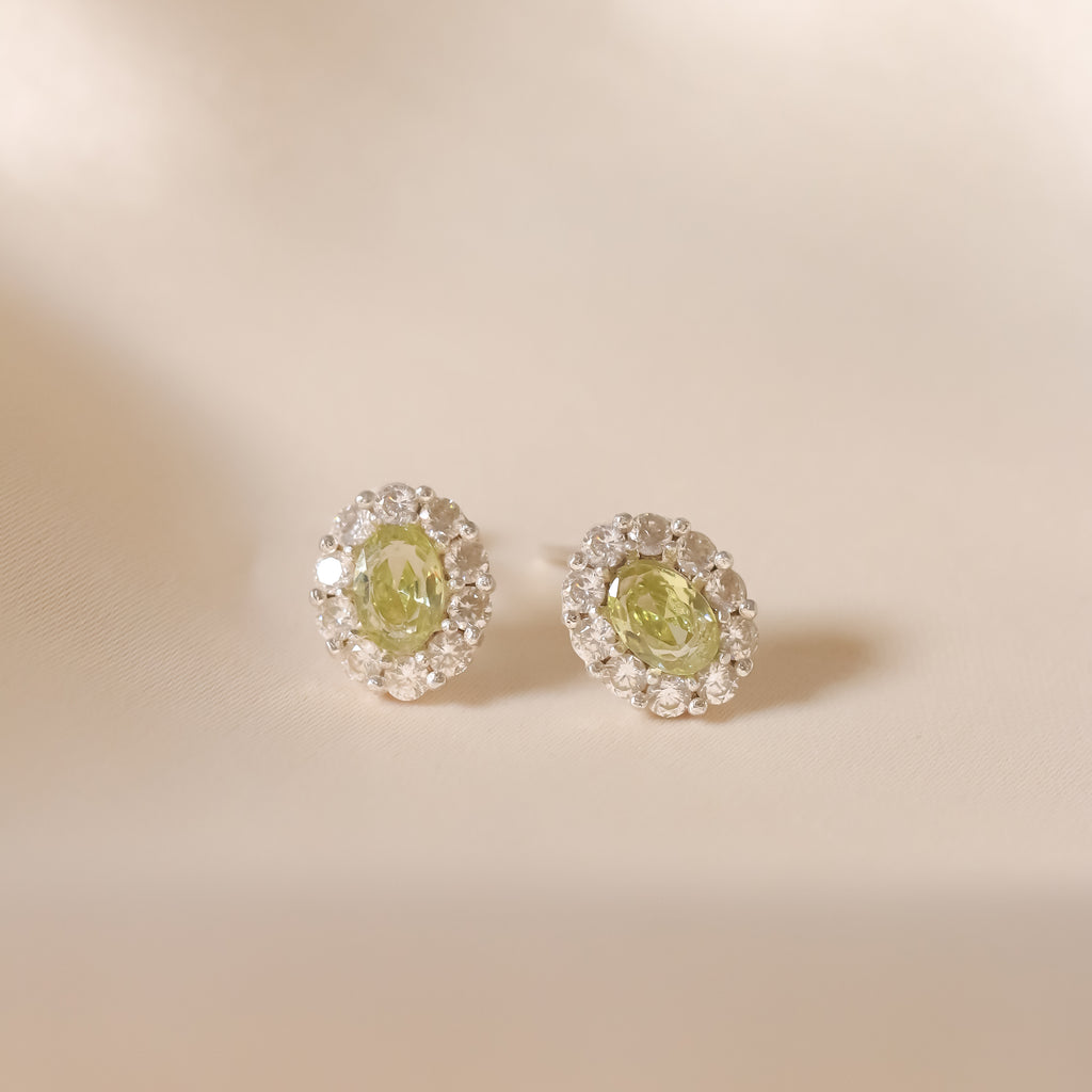 Classic Halo Olive Earrings
