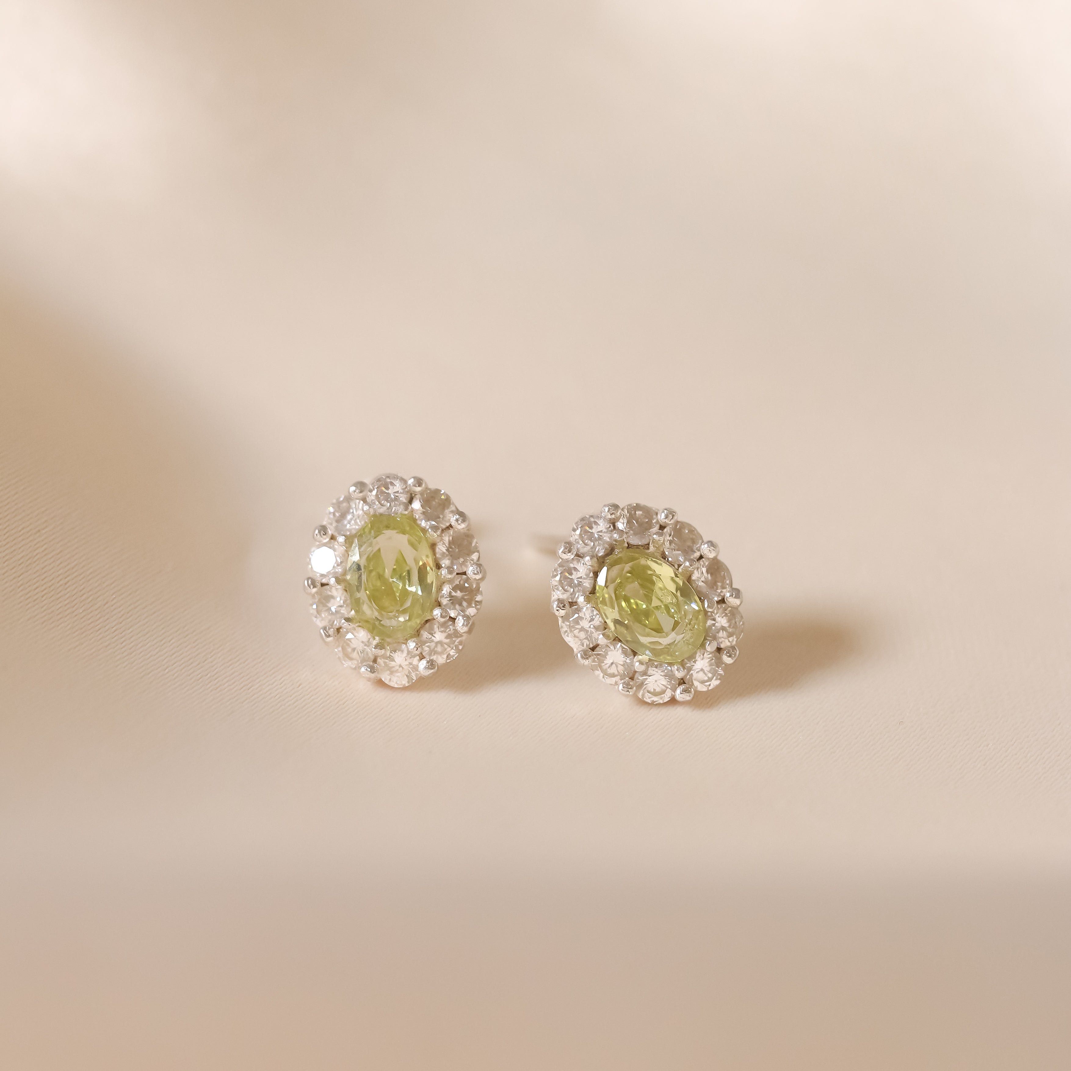 Classic Halo Olive Earrings