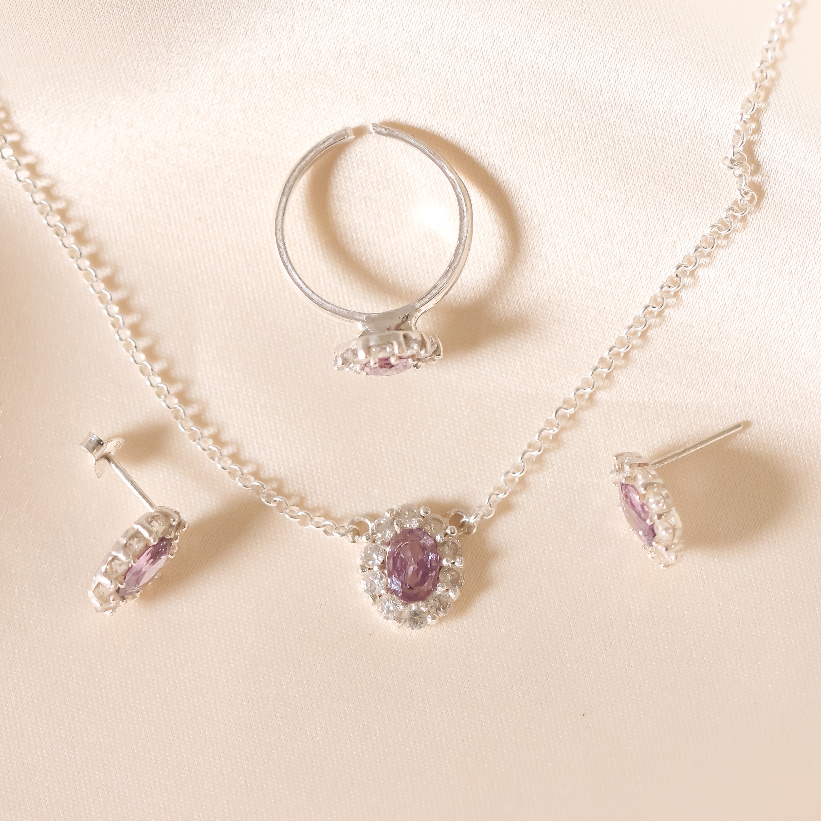 Classic Halo Amethyst Set