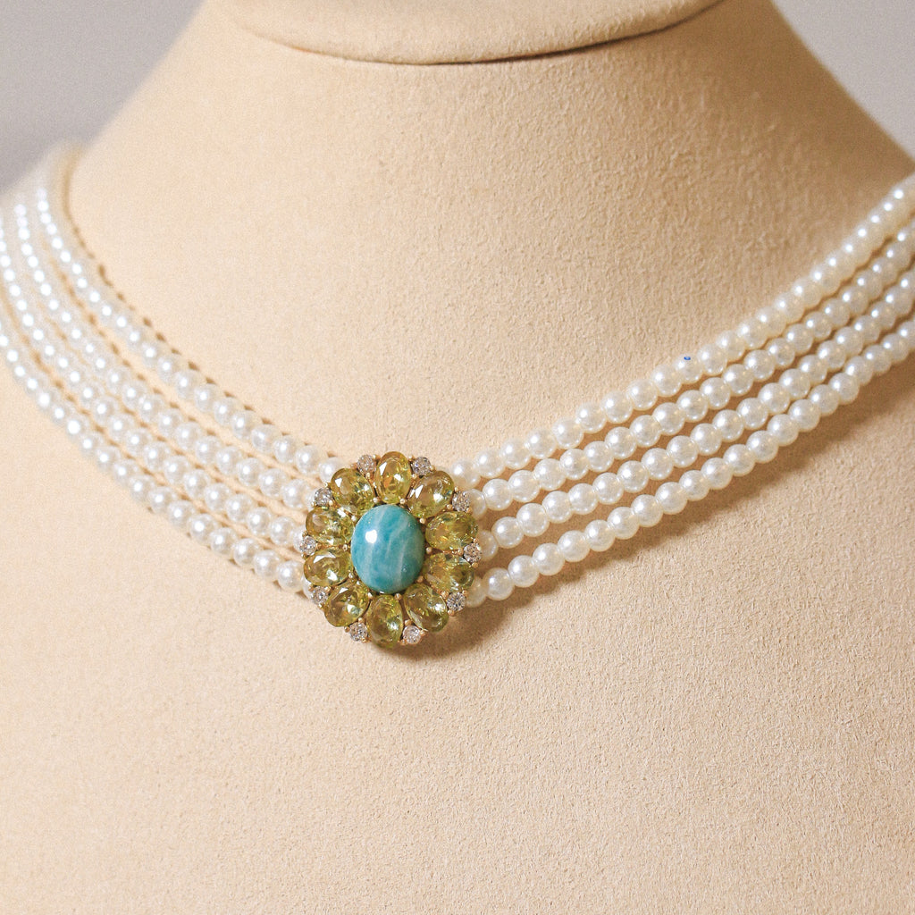 Amazonite & Olive Halo Full Set