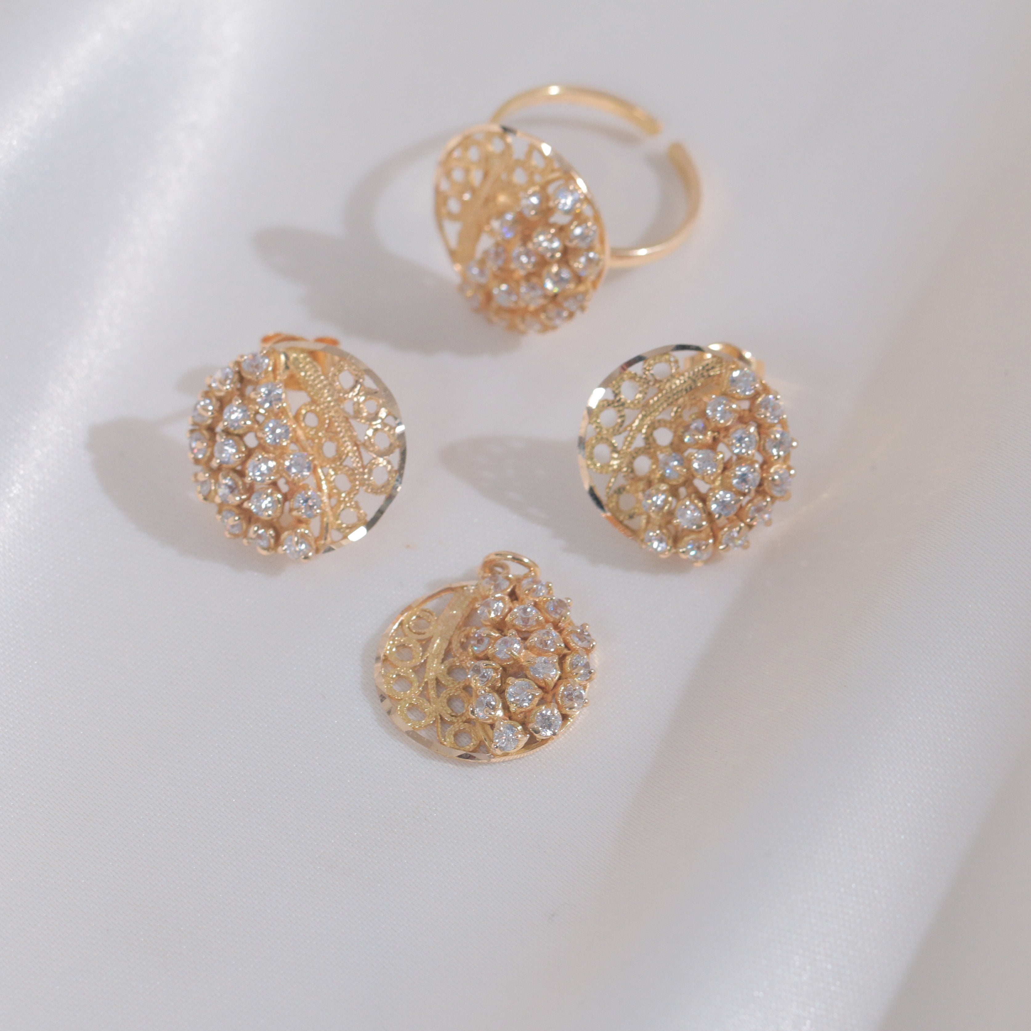 East&West Filigree Zircon Set (18k Gold)