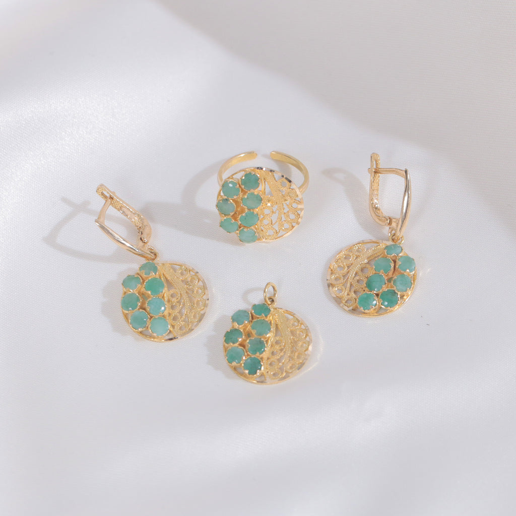 East&West Filigree Emeralds Set (18k Gold)
