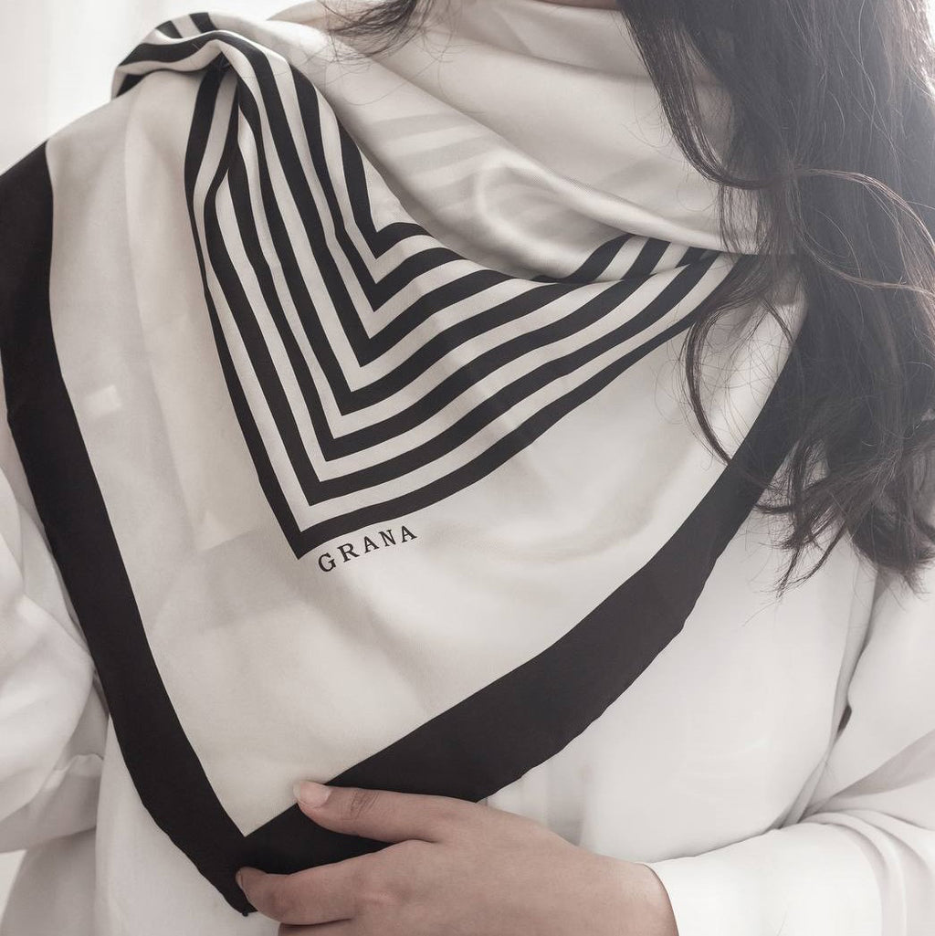 Minimal Black Silk Scarf