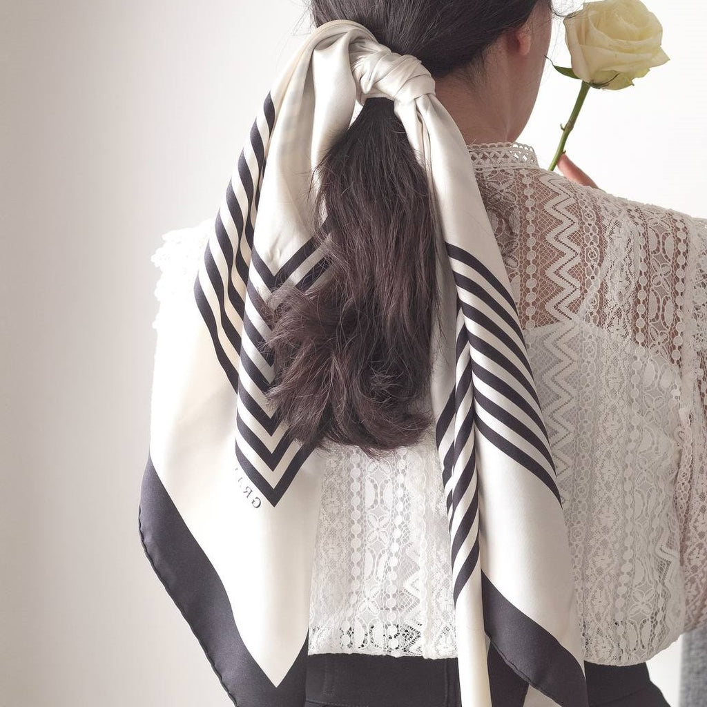 Minimal Black Silk Scarf