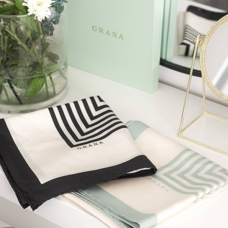 Minimal Black Silk Scarf